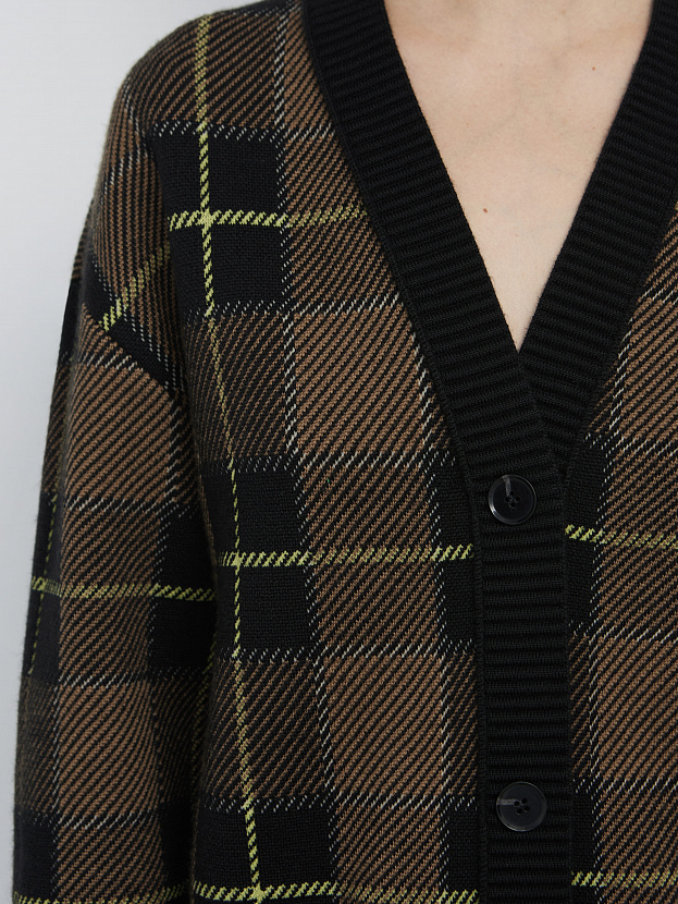 Горизонт кардиган трикотажный (черный/т.бежевый, 44-46)