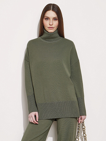 Джемпер из шерсти мериноса и вискозы с воротником Сатурн