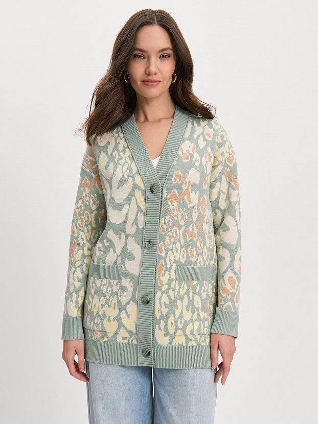 Гарда кардиган трикотажный (св.зеленый/кремовый, 44-46)