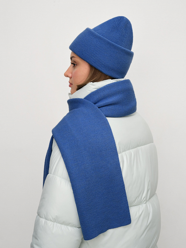 Квартет комплект (шапка+шарф) трикотажный (синий, 56-58)