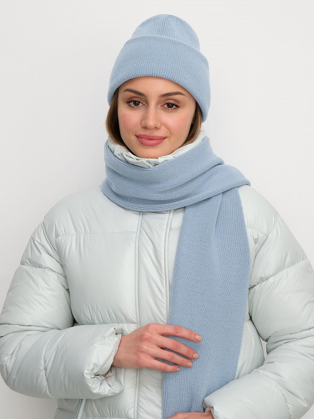 Квартет комплект (шапка+шарф) трикотажный (св.голубой, 56-58)