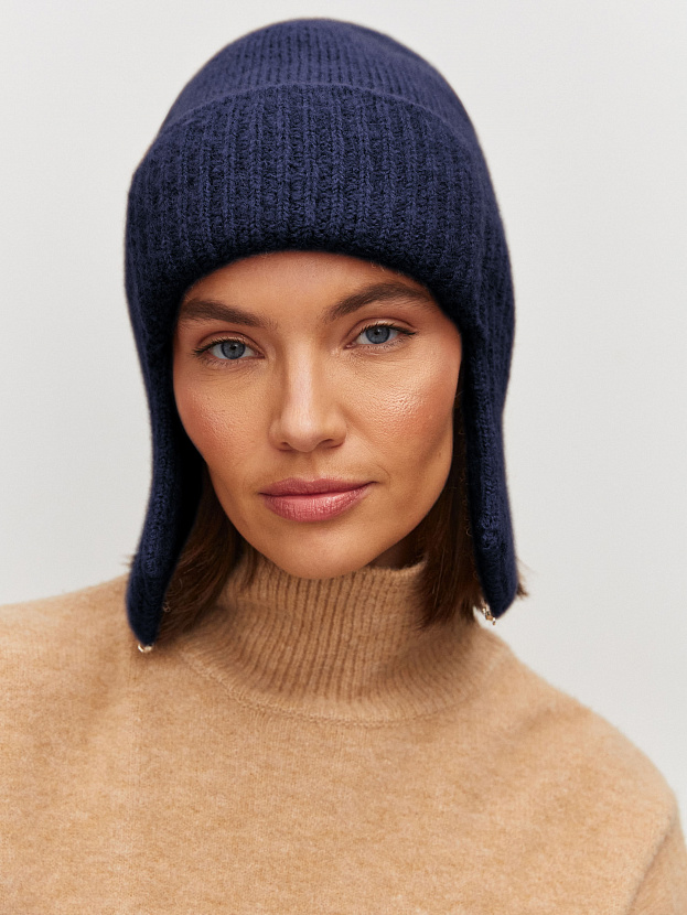 Онтарио шапка-ушанка трикотажная (т.синий, 56-58)