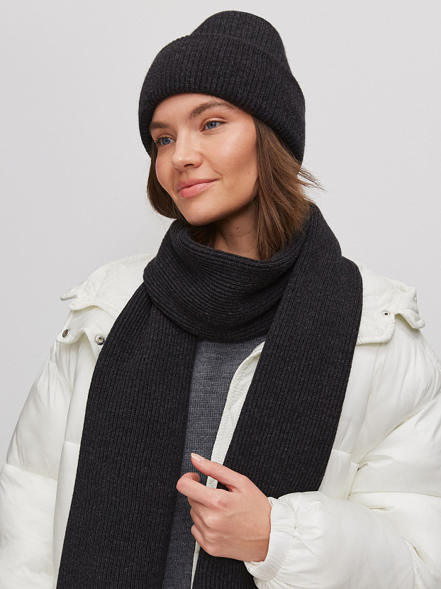 Ботаника комплект (шапка+шарф) трикотажный (темный маренго, 56-58)