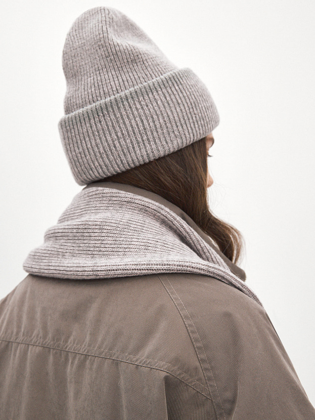 Бредли комплект (шапка+шарф) трикотажный (серо-розовый)