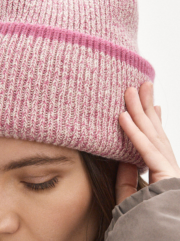 Бредли комплект (шапка+шарф) трикотажный (т.розовый/песочный)