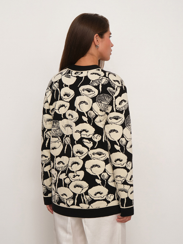 Сандро кардиган трикотажный (черный/кремовый, 44-46)