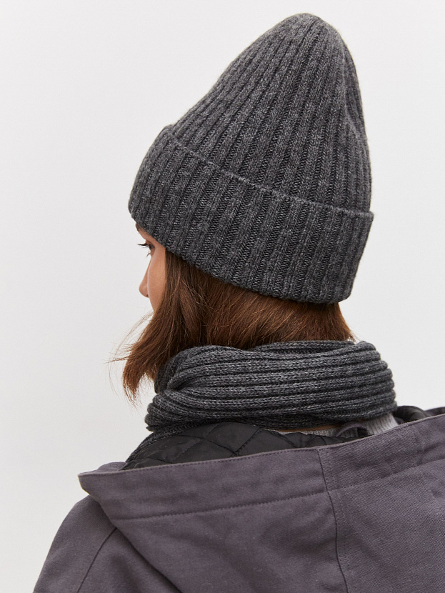 Нуга комплект (шапка+ шарф) трикотажный (т.серый)
