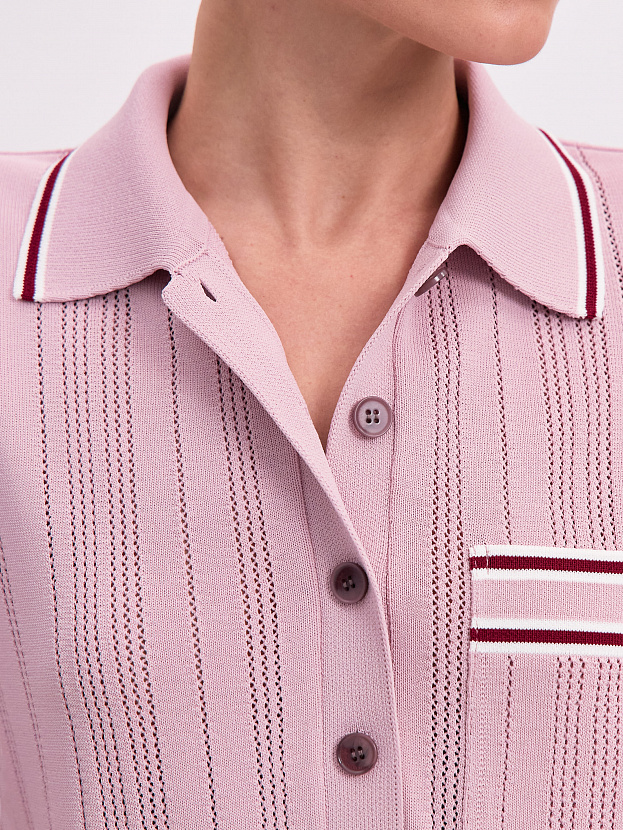 Льюис джемпер (поло) трикотажный (пудровый/белый, 44-46)