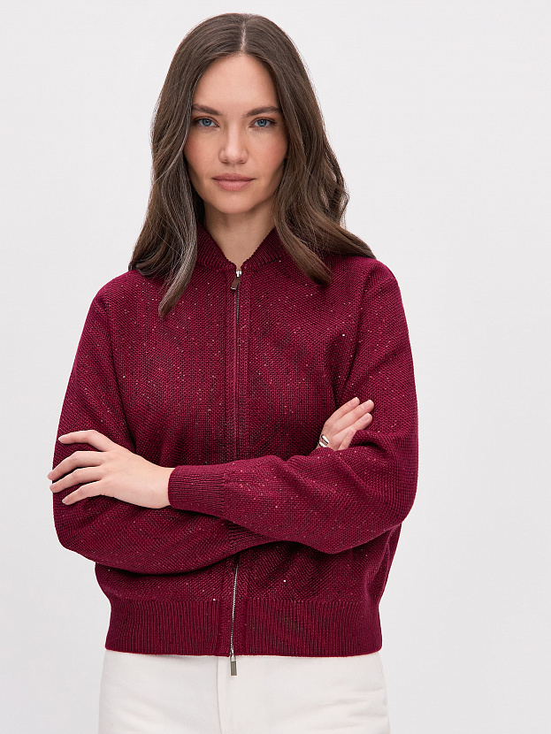 Рио кардиган (бомбер) трикотажный (бордо, 44-46)