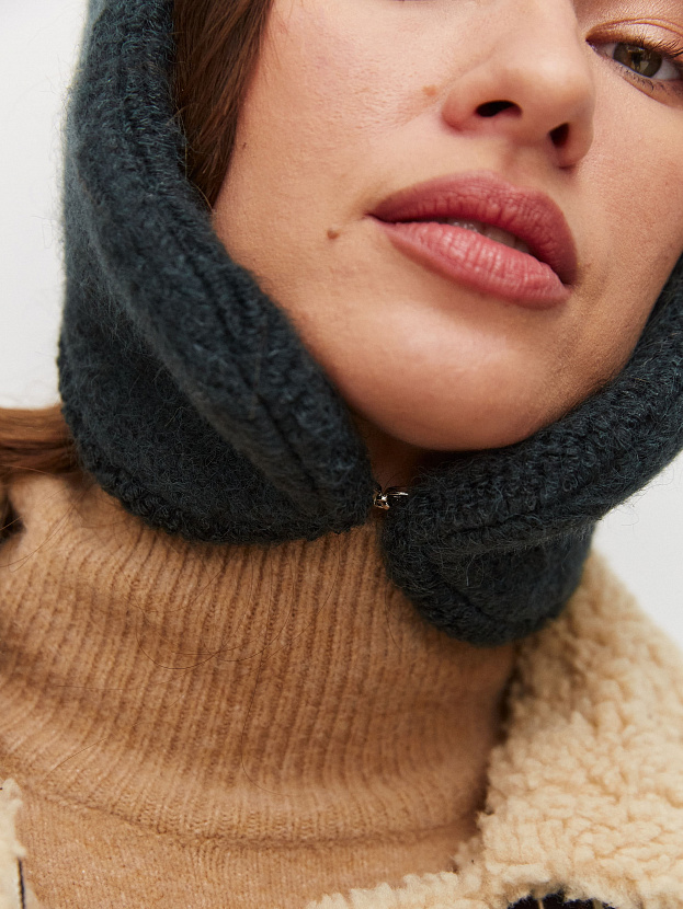 Стокгольм шапка-ушанка трикотажная (т.зеленый, 56-58)