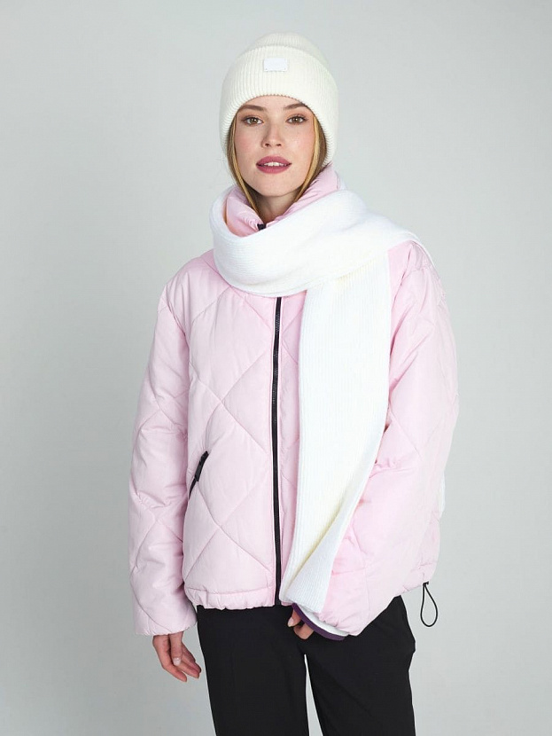 Спейс комплект (шапка+шарф) трикотажный (белый, 56-58)