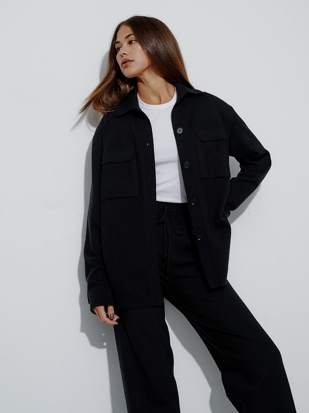 Джемми костюм ( рубашка+брюки ) трикотажный (черный, 40-42/164-170)