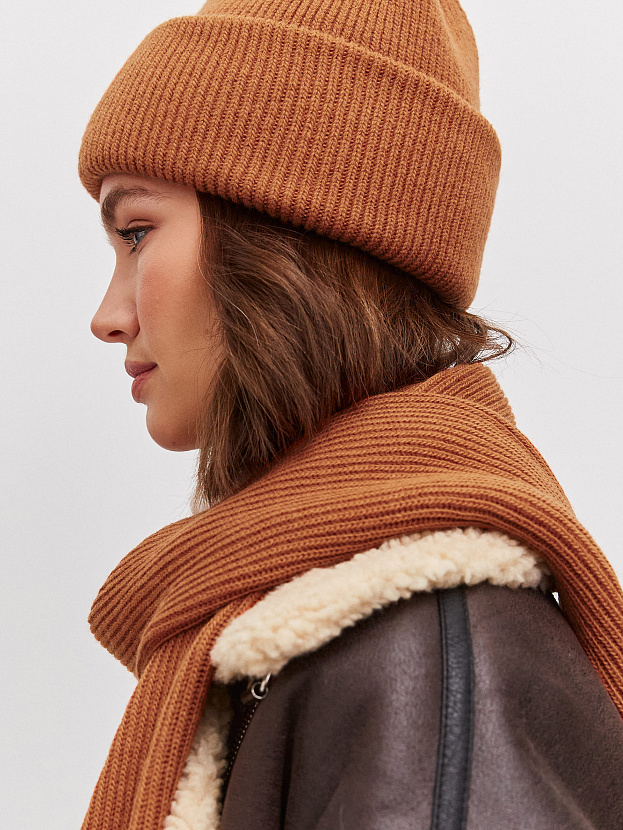 Ботаника комплект (шапка+шарф) трикотажный (терракотовый, 56-58)