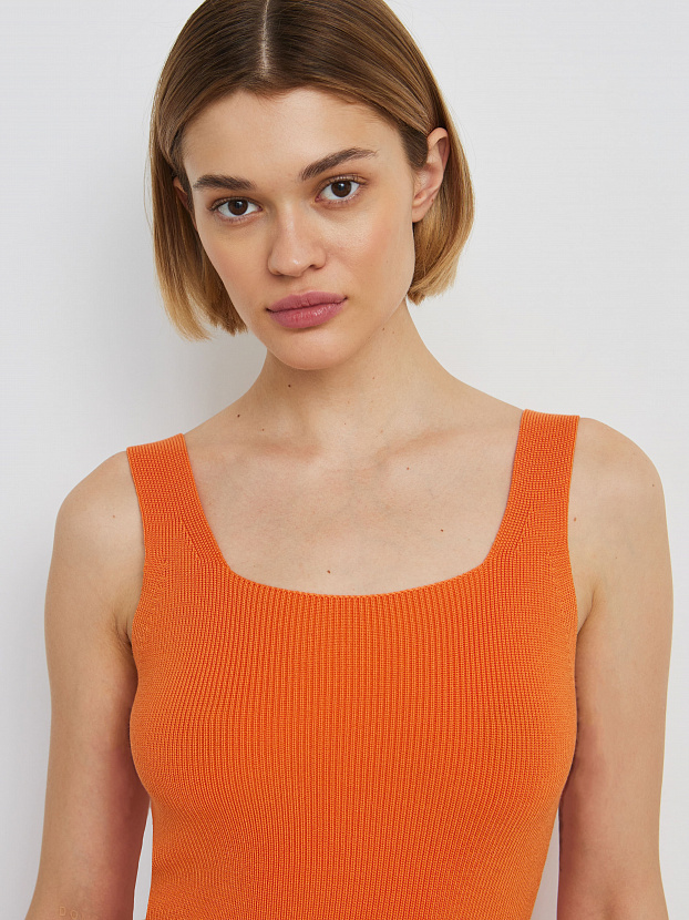 Каре платье трикотажное (оранжевый, M (46))