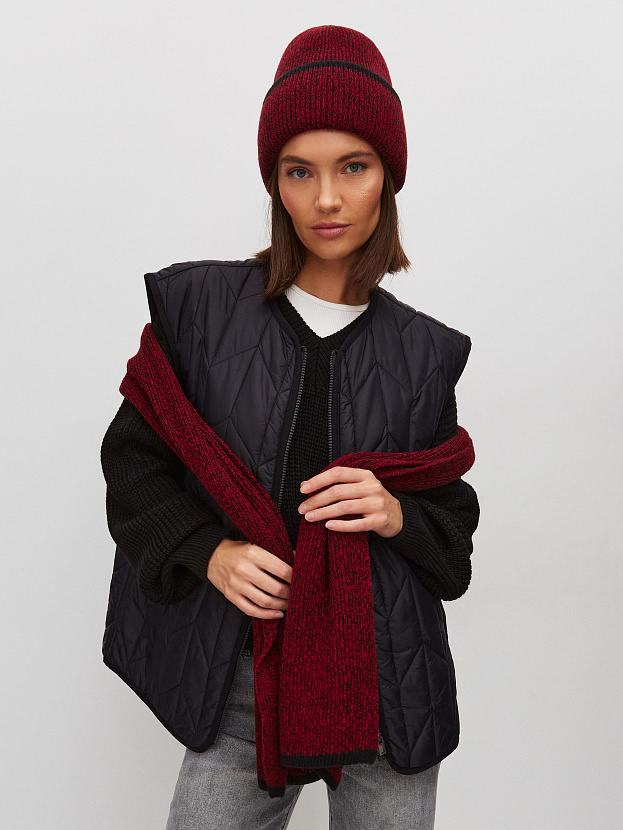 Бредли комплект (шапка+шарф) трикотажный (черный/красный)