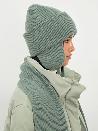 Комплект из шапки с ушками и шарфа из шерсти мериноса Айсберг