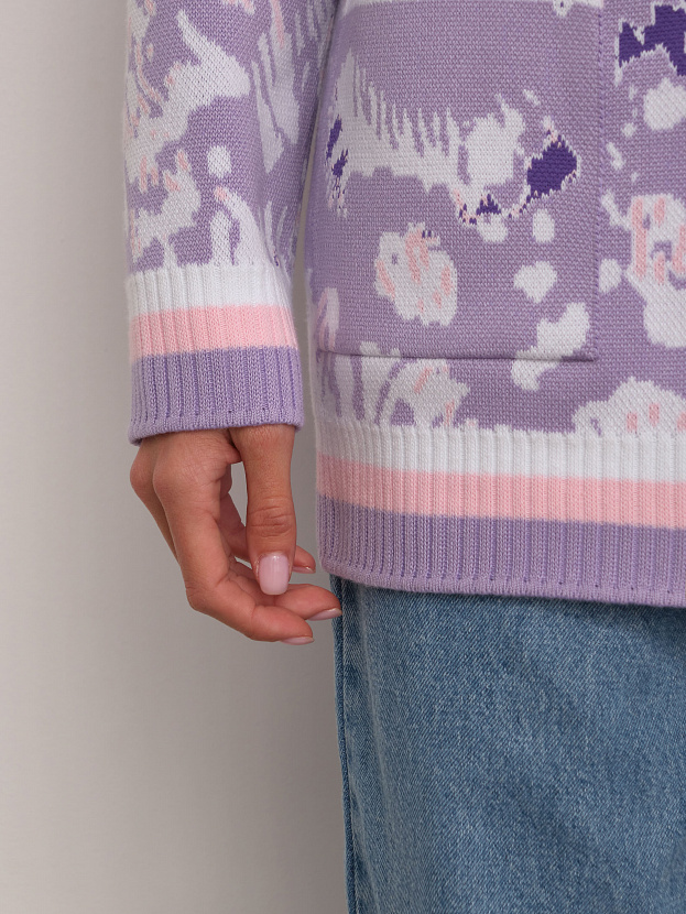 Гарда кардиган трикотажный (лаванда/белый, 44-46)