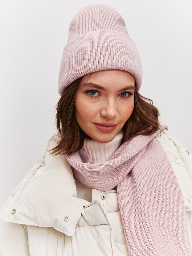 Ботаника комплект (шапка+шарф) трикотажный (светло-розовый, 56-58)