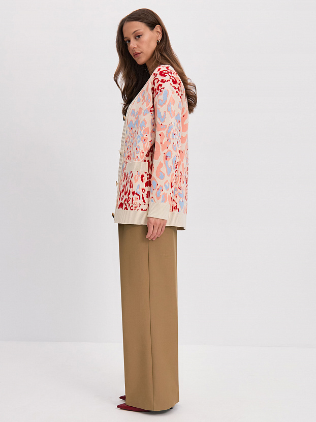 Гарда кардиган трикотажный (кремовый/красный, 44-46)