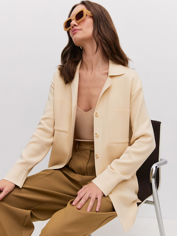 Фрида жакет трикотажный (кремовый, 44-46)