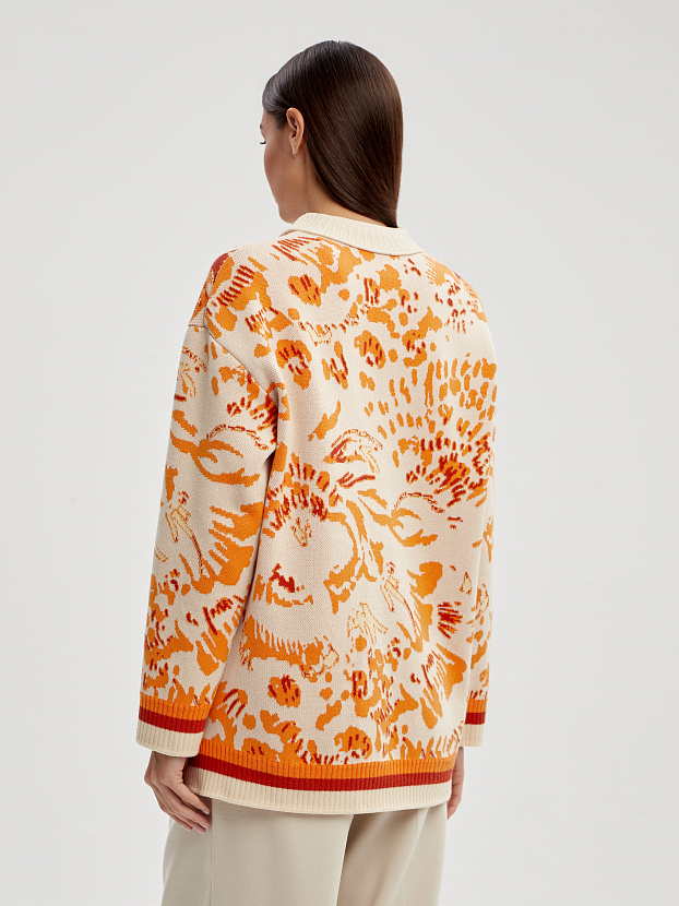 Гарда кардиган трикотажный (кремовый/оранжевый, 44-46)