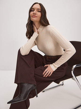 Водолазка из шерсти мериноса и вискозы Латте