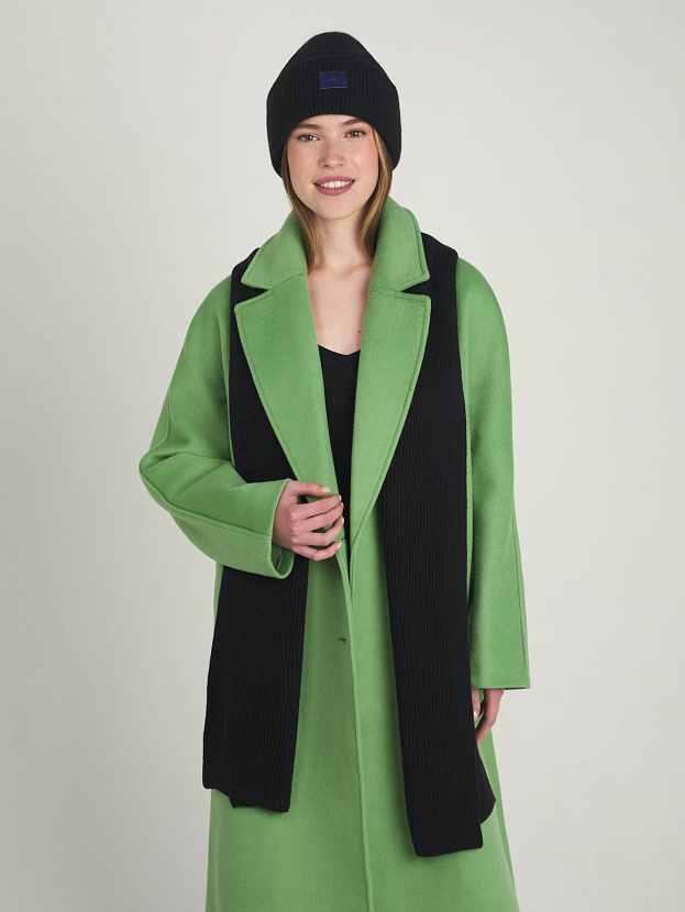 Спейс комплект (шапка+шарф) трикотажный (черный/ультрамарин, 56-58)