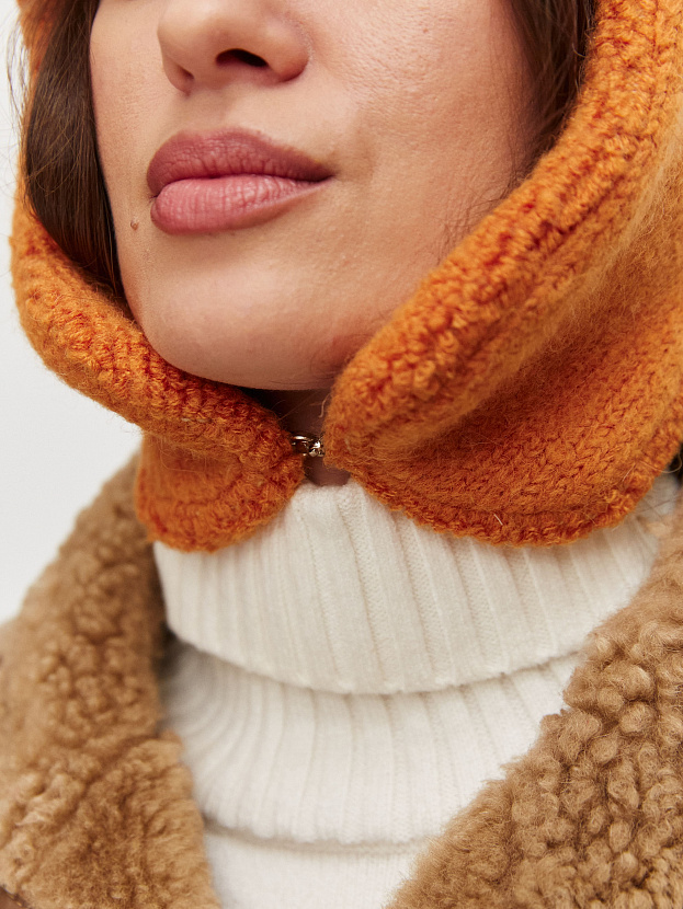 Стокгольм шапка-ушанка трикотажная (оранжевый, 56-58)