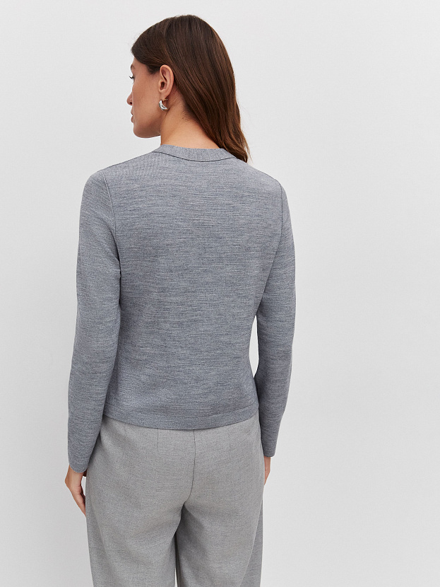 Мята кардиган трикотажный (серый меланж, 46)