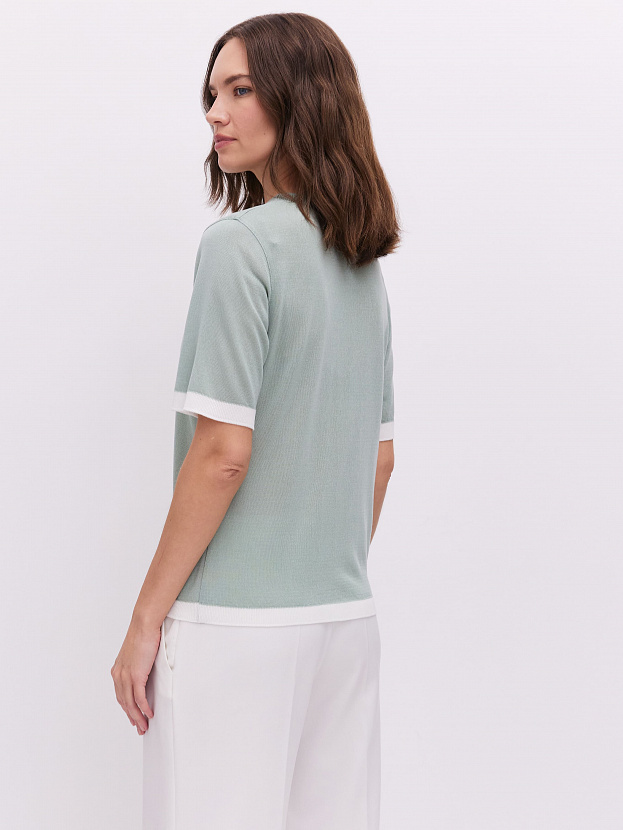 Адель джемпер (футболка) трикотажный (св.зеленый/белый, 44-46)