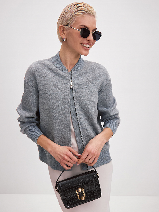 Нейс джемпер (бомбер) трикотажный (серо-голубой, 44-46)