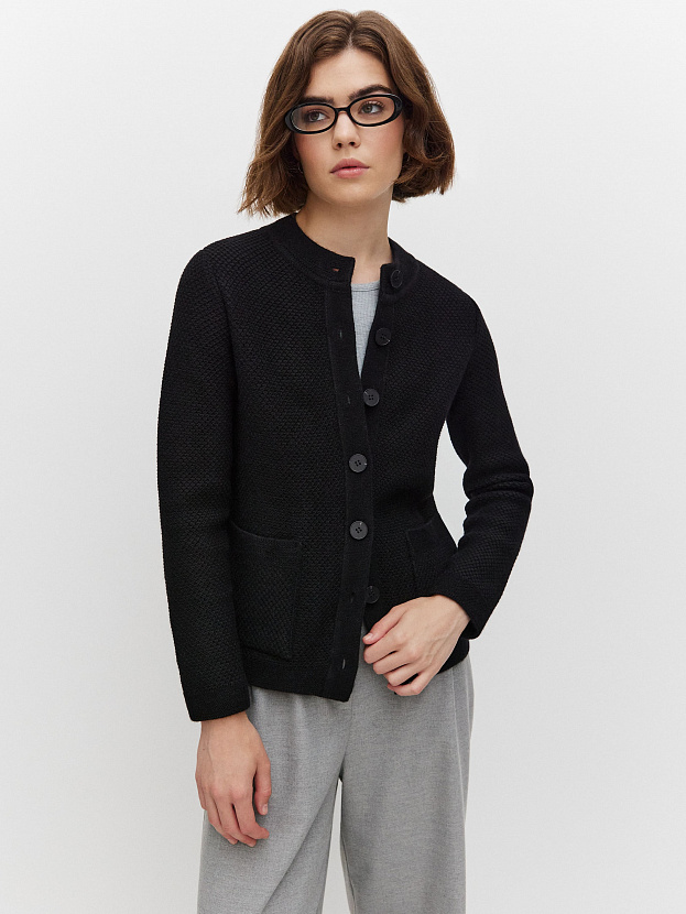 Аника кардиган трикотажный (черный, 44-46)