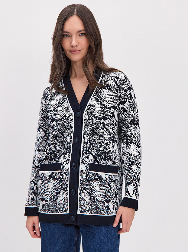 Сандро кардиган трикотажный (т.синий/белый, 44-46)