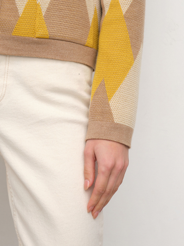 Скай жакет трикотажный (бежевый меланж/охра, 44-46)