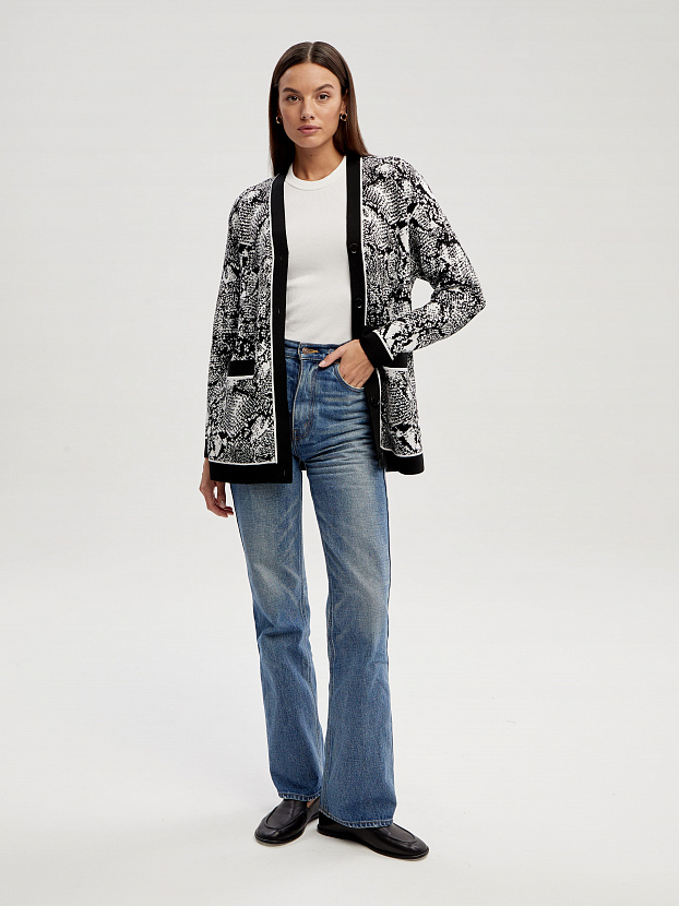 Сандро кардиган трикотажный (черный/белый, 44-46)