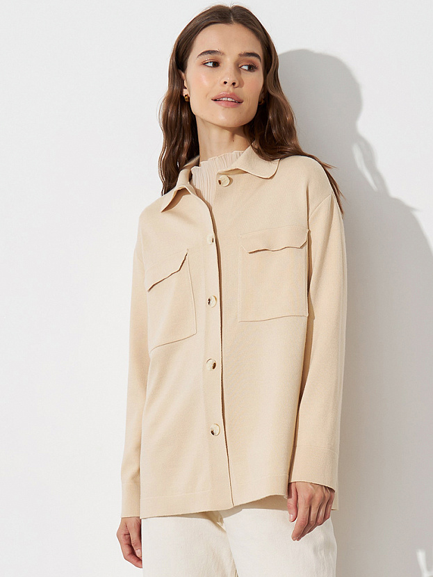 Джем кардиган (рубашка) трикотажный (кремовый, 44-46)