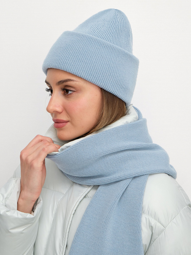 Квартет комплект (шапка+шарф) трикотажный (св.голубой, 56-58)