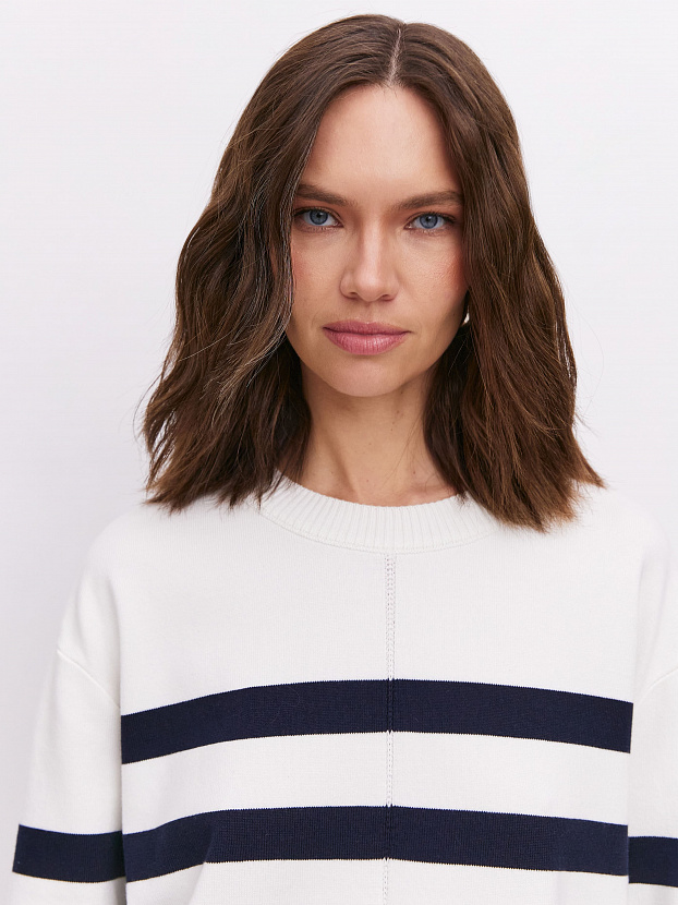 Астрид джемпер трикотажный (белый/т.синий, 44-46)