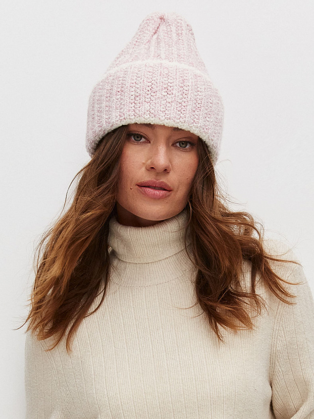 Черри шапка трикотажная (белый/пудровый, 56-58)