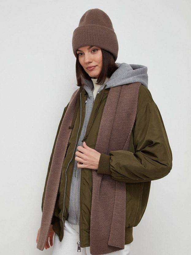 Ботаника комплект (шапка+шарф) трикотажный (кофе, 56-58)