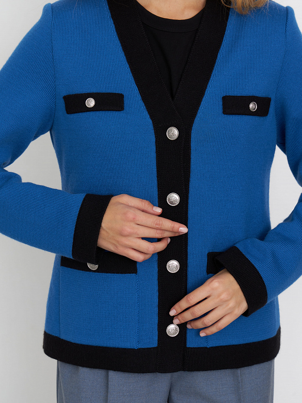 Гамма кардиган трикотажный (ярко-синий/черный, 44-46)