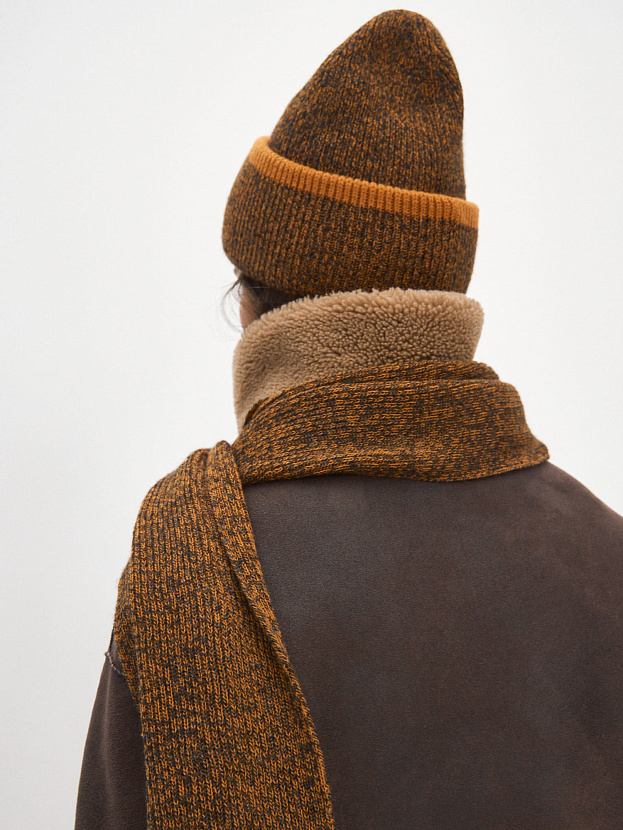 Бредли комплект (шапка+шарф) трикотажный (оранжевый/т.серый)