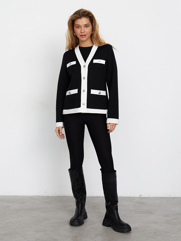 Гамма кардиган трикотажный (черный/белый, 44-46)