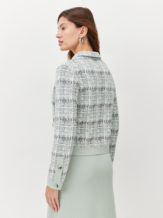 Шанель жакет трикотажный (св.зеленый/белый, 46)