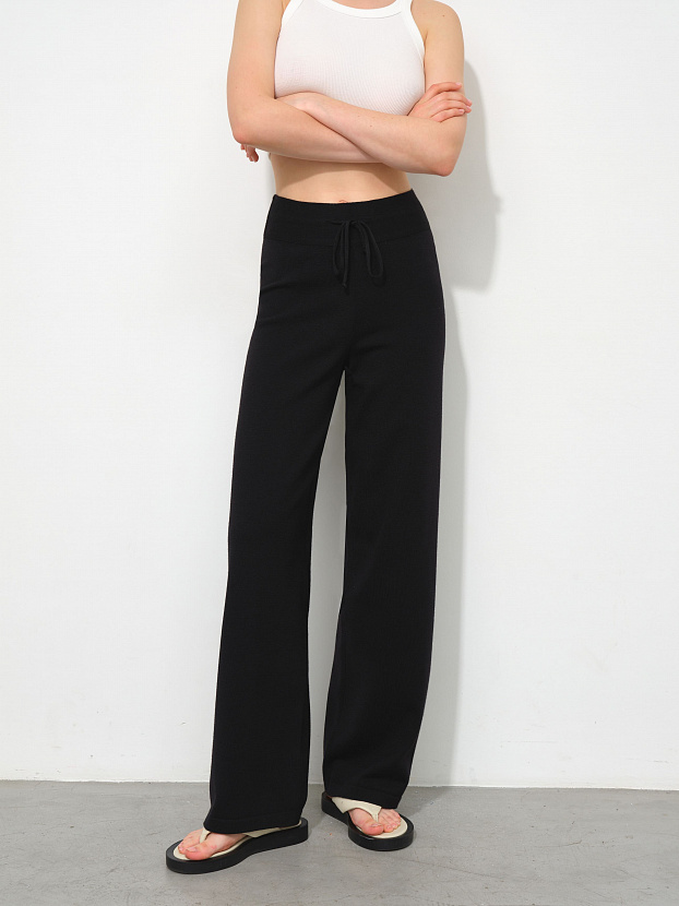 Палаццо брюки трикотажные (черный, 40-42/164-170)