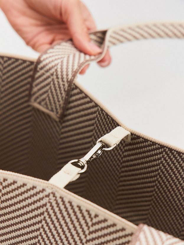 Сумка с косметичкой 2025-Е02 (кремовый/какао)