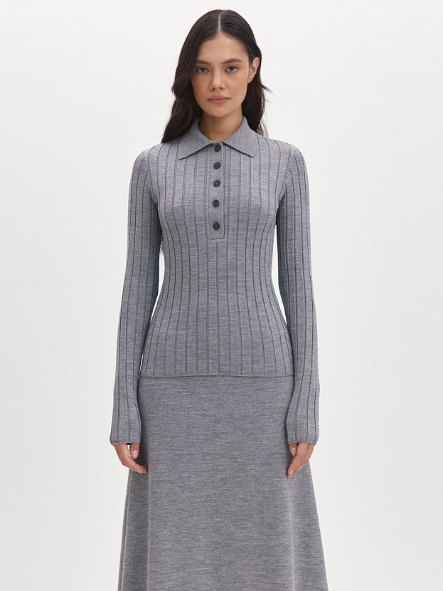 Пейдж джемпер (поло) трикотажный (серый меланж, 44-46)