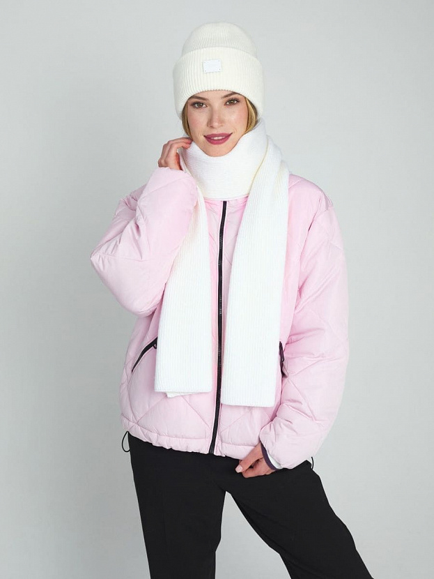 Спейс комплект (шапка+шарф) трикотажный (белый, 56-58)