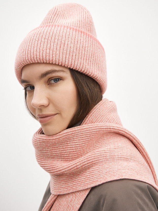 Бредли комплект (шапка+шарф) трикотажный (коралл/песочный)