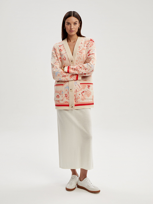 Гарда кардиган трикотажный (кремовый/лососевый, 44-46)